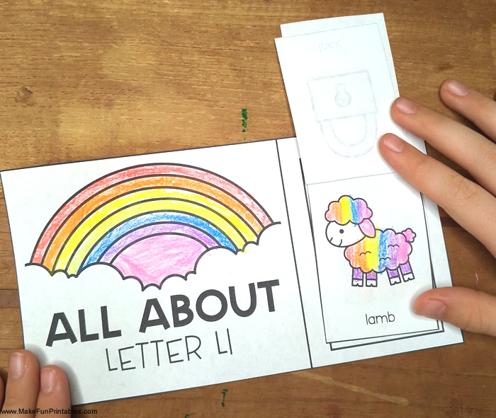 Alphabet flipbook printable with cut lines for kids to practice fine motor skills.