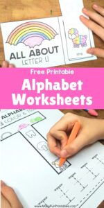 A to Z alphabet sound chart in black and white, ready for preschoolers to color.
