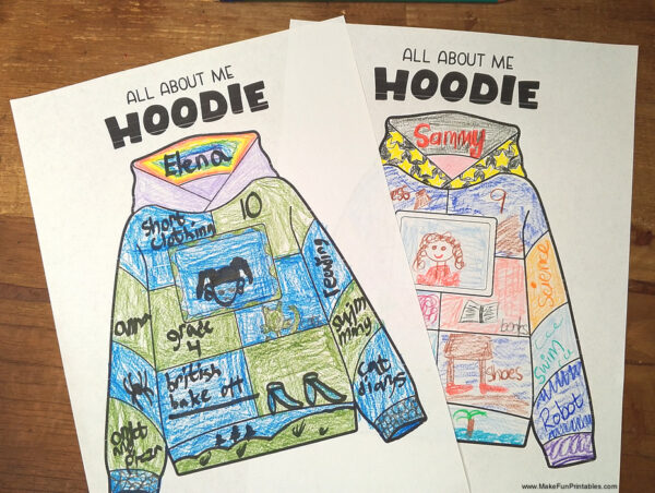 All About Me Hoodie Printable - Back to School Activity for Preschool ...
