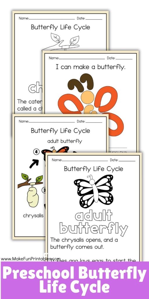 Preschool tracing worksheet for the word “Caterpillar” with a simple image and guided handwriting practice.