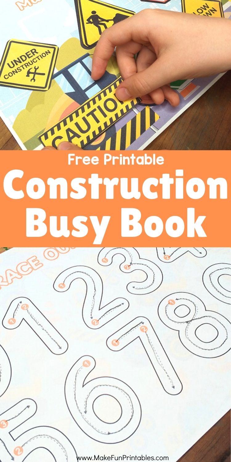 Quiet time binder for preschool with construction theme