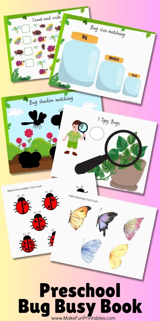 Bug-themed shadow matching worksheet for early learners