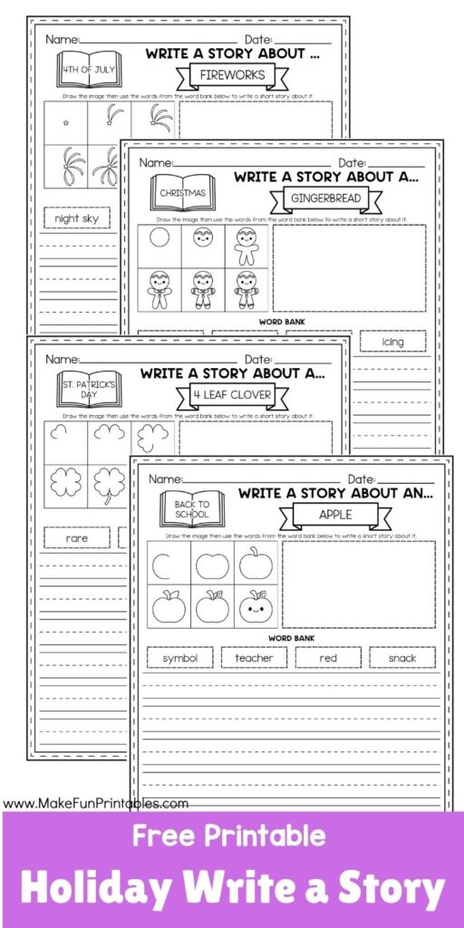 holiday art and writing printable combining drawing practice and early literacy skills.