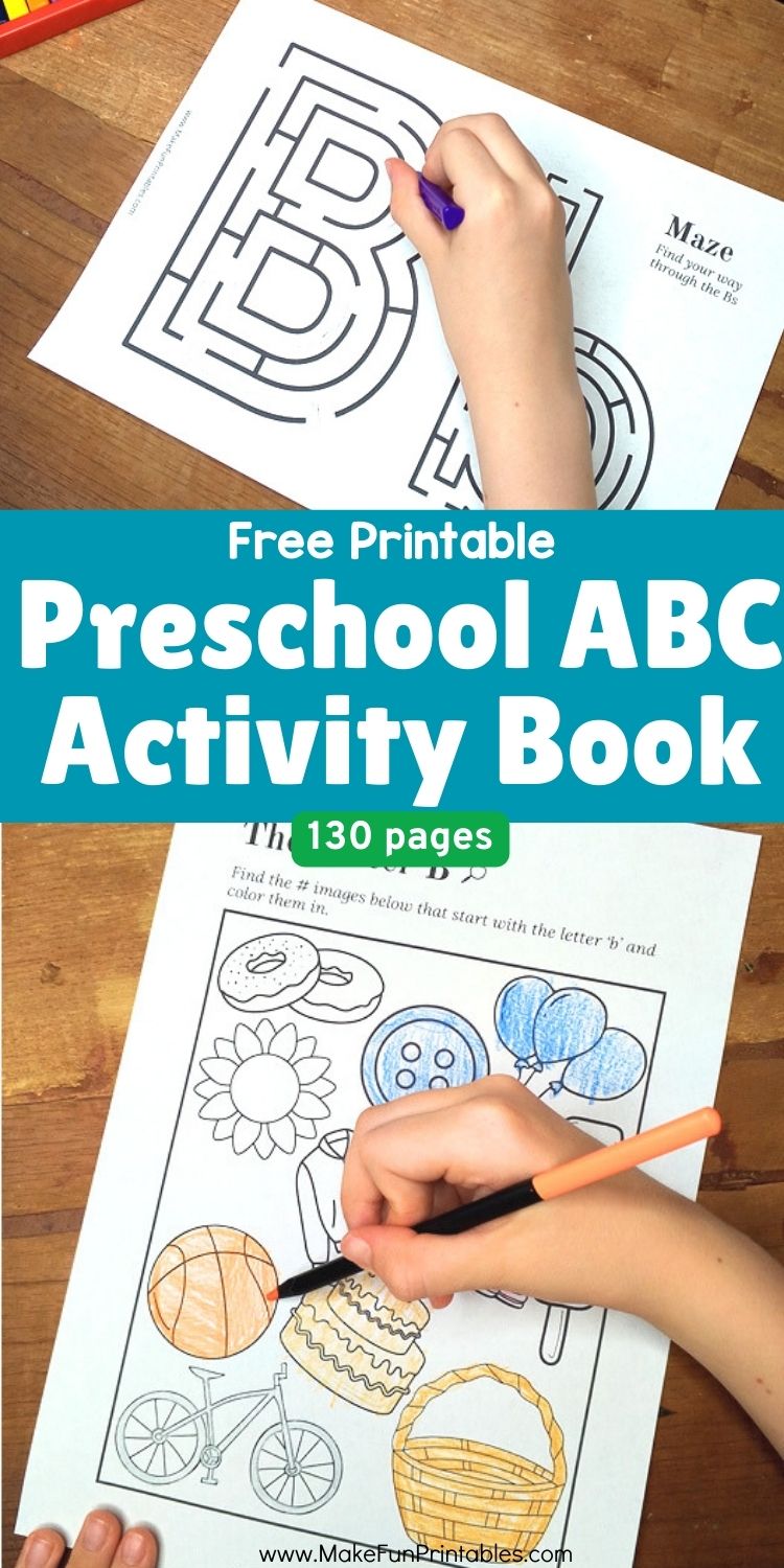 Preschool child tracing letters in printable ABC worksheets pack