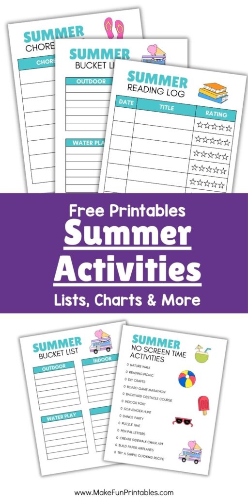 Free summer chore chart worksheet with weekly columns for kids