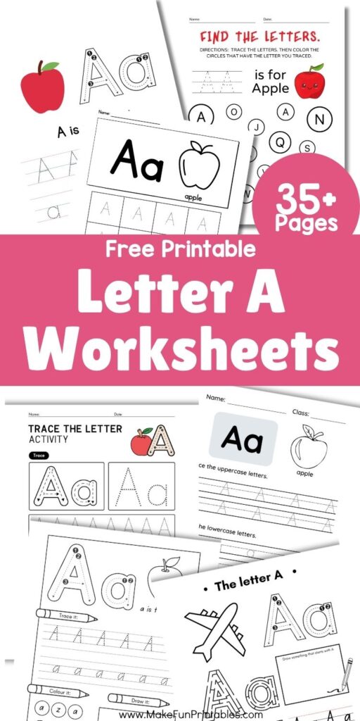 Free printable Letter A worksheets for preschool with tracing and coloring activities
