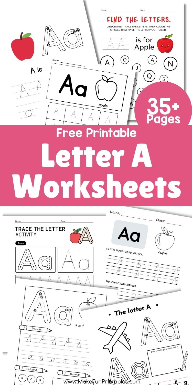 Free printable Letter A worksheets for preschool with tracing and coloring activities