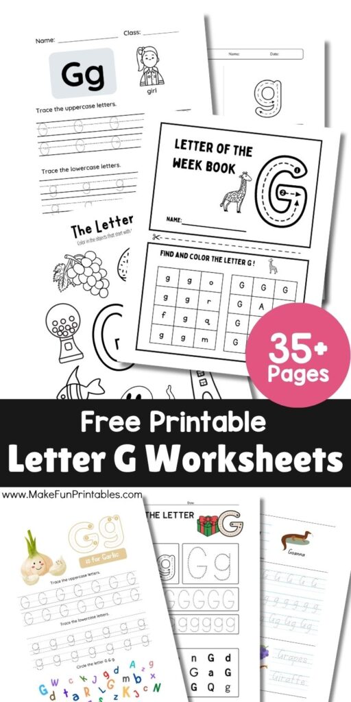 Preschool phonics activity with words starting with the letter G