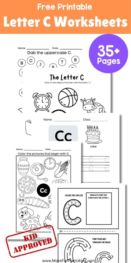 No-prep letter of the week printable pack with fun letter C activities for early learners.