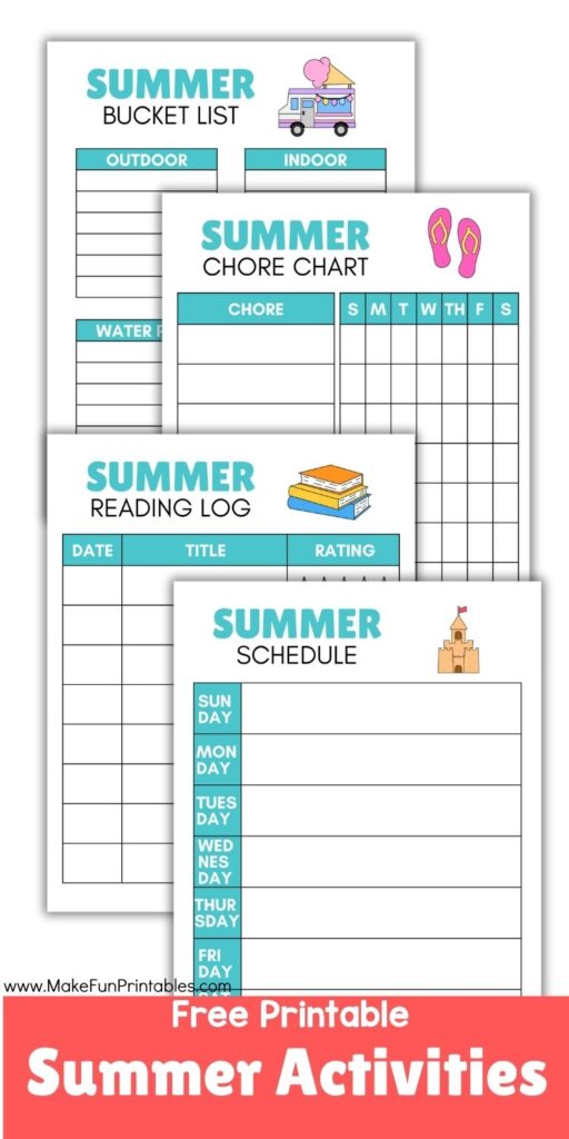 Bucket list printable for kids with indoor, outdoor, and water play ideas