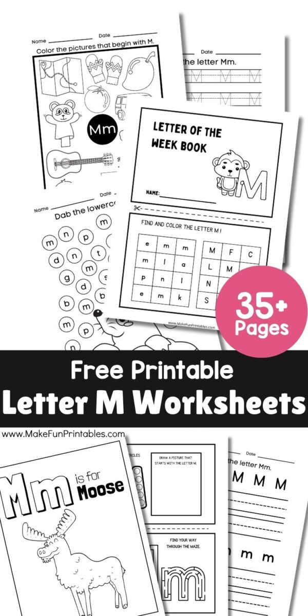 Free Letter M Worksheets for Preschool - Make Fun Printables