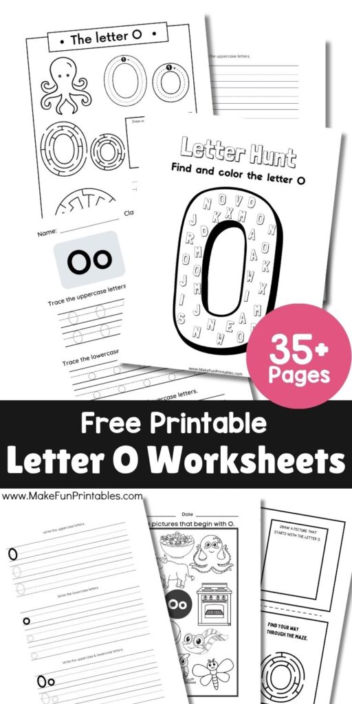 Preschool alphabet worksheets featuring uppercase and lowercase Letter O tracing, phonics practice, and fun coloring pages.