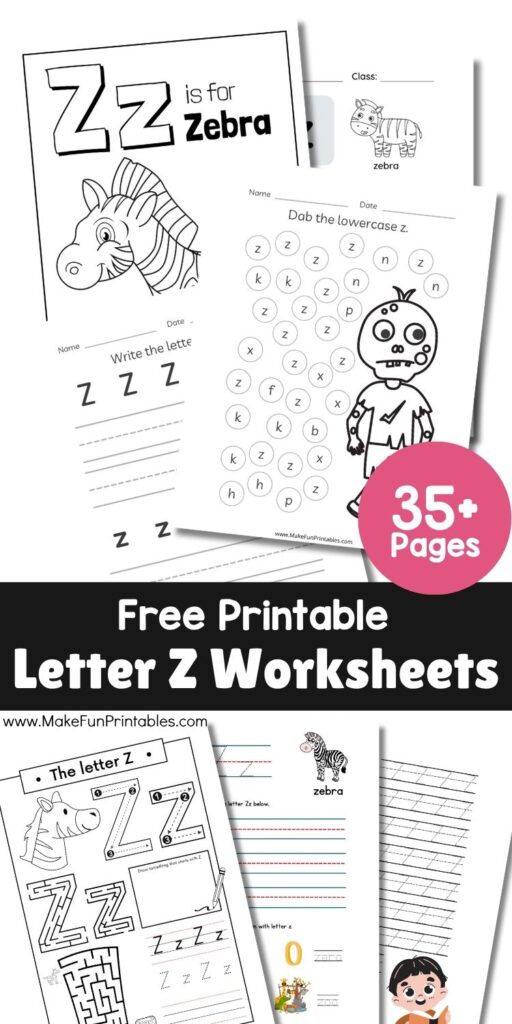 Preschool alphabet worksheet for recognizing and writing uppercase and lowercase Z