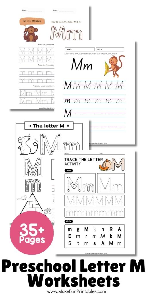 Engaging Letter M printables for preschoolers to support letter recognition, handwriting practice, and phonemic awareness through fun activities.