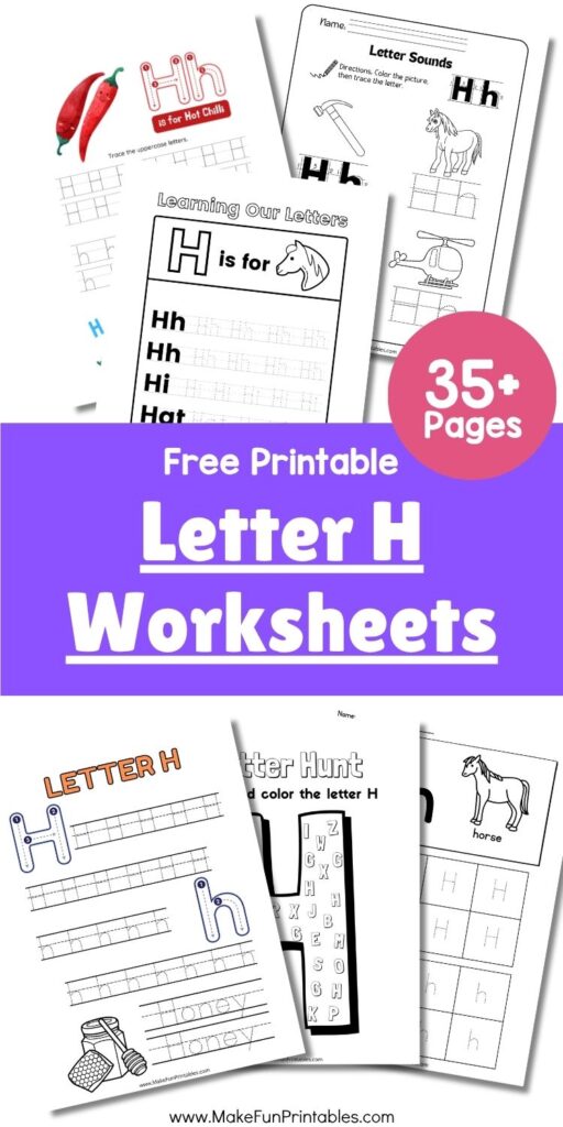 No-prep Letter H tracing and handwriting practice worksheets for preschool and pre-K learners.