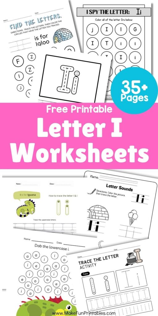 Printable Letter I worksheets for preschool featuring tracing, coloring, and beginning sound activities for early literacy practice.