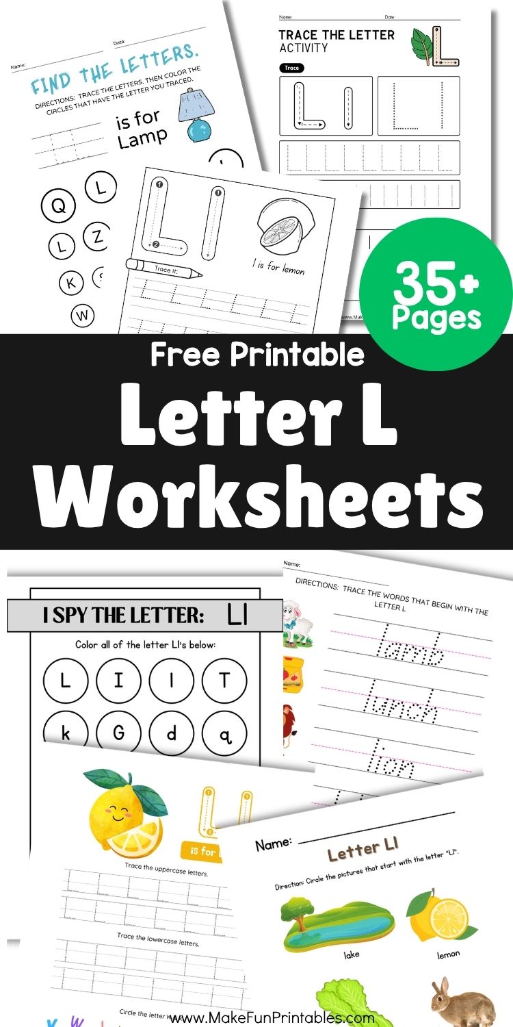 Free printable Letter L worksheets for preschool with tracing, coloring, and beginning sound activities to support early literacy skills.