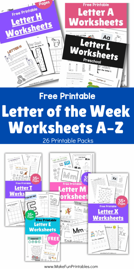 Complete set of 26 letter printables for early learners to build letter recognition and fine motor skills.