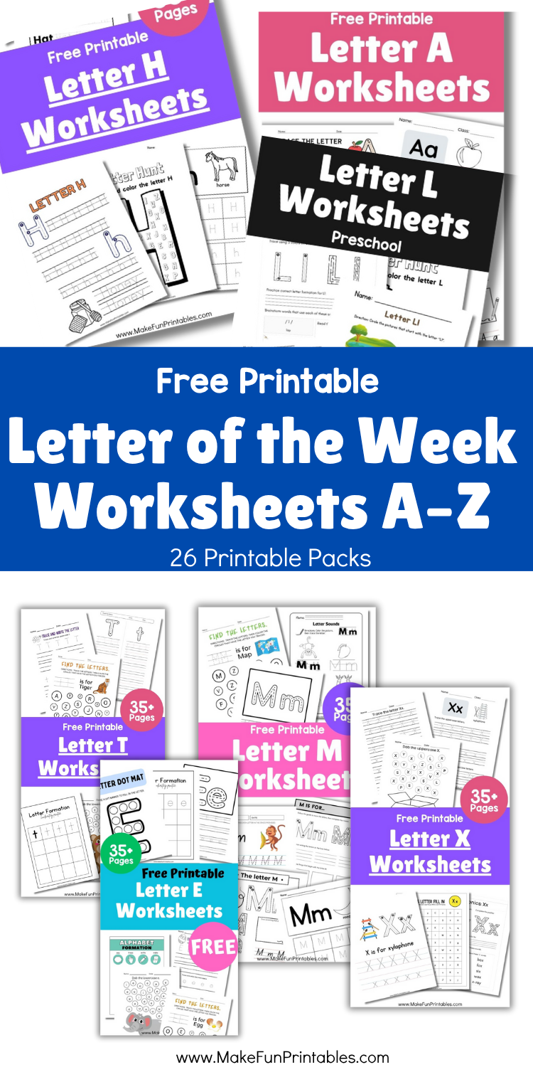 Complete set of 26 letter printables for early learners to build letter recognition and fine motor skills.