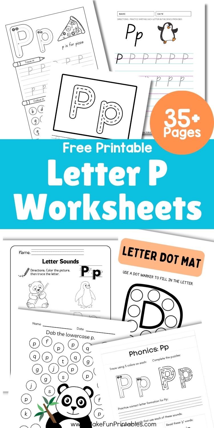Free printable Letter P worksheets for preschool with tracing, coloring, and beginning sound activities to support early literacy and handwriting skills.