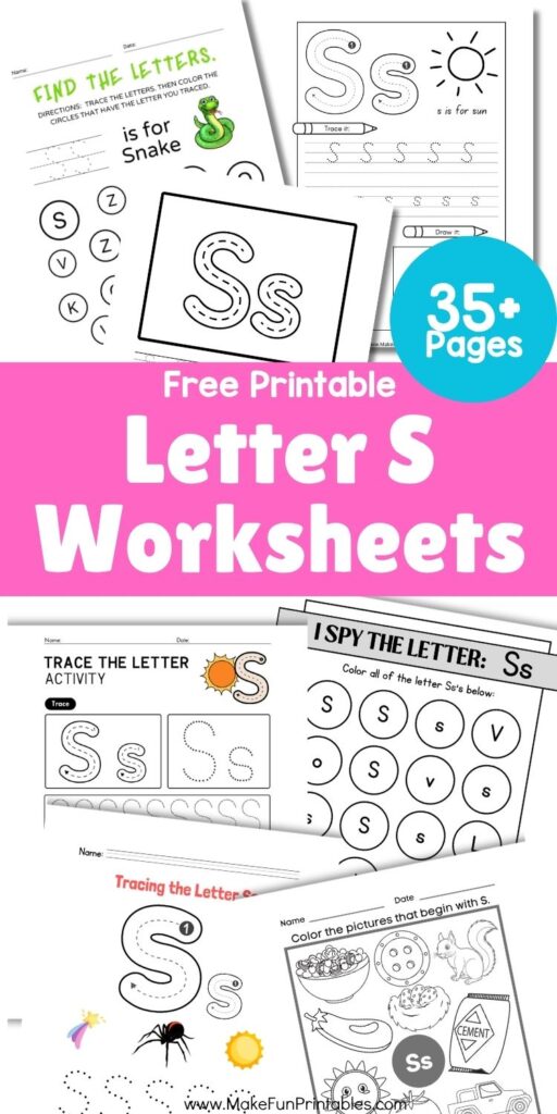 Printable worksheet for preschoolers to trace uppercase and lowercase letter S.