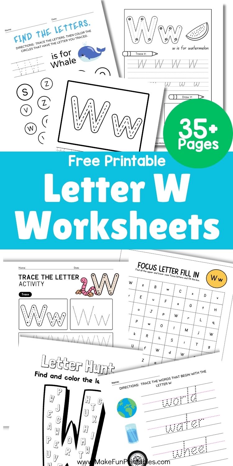 Free printable letter W tracing worksheet for preschool and kindergarten learners.