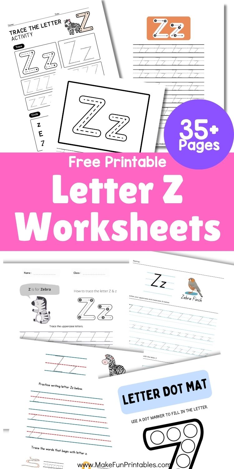 Free printable letter Z tracing worksheet for preschool and kindergarten learners.