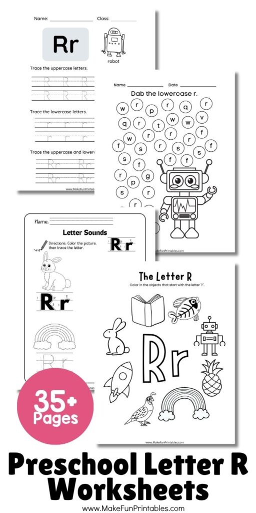 Cut and paste activity to help preschoolers sort words that start with the letter R.