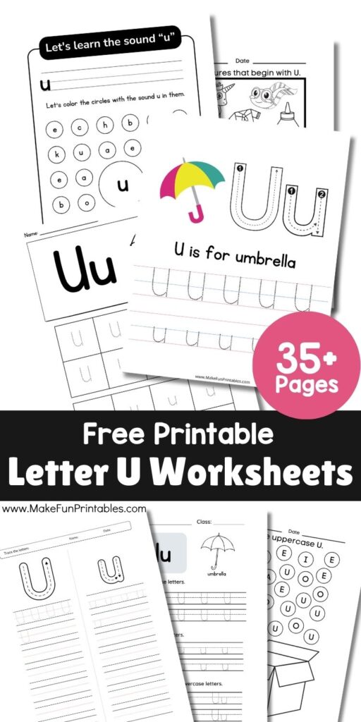 Cut-and-paste Letter U printable to support early literacy and fine motor development in preschool.