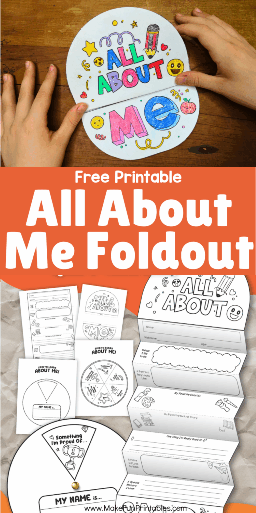 All About Me Accordion Fold-Out with Spinner activity for preschool and kindergarten students to share about themselves.