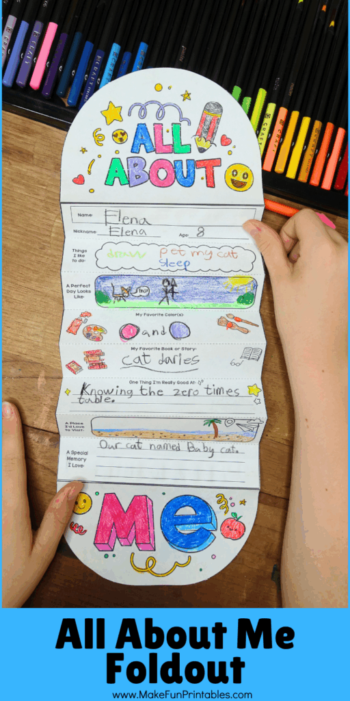 Fun All About Me activity pack for kids with writing, coloring, and interactive spinner to build confidence and social skills.