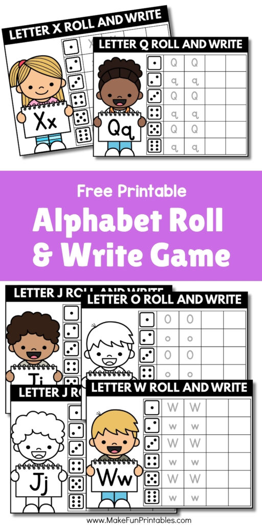 Kids can use a dice to complete the Alphabet Roll and Write worksheet for letter A