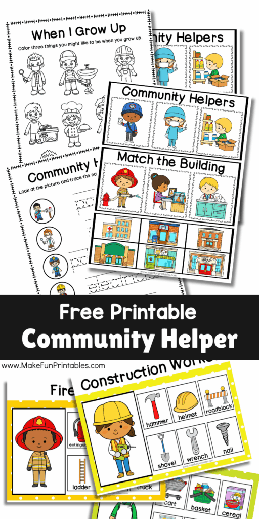 When I Grow Up coloring page for kids to choose and color three future jobs they might like.