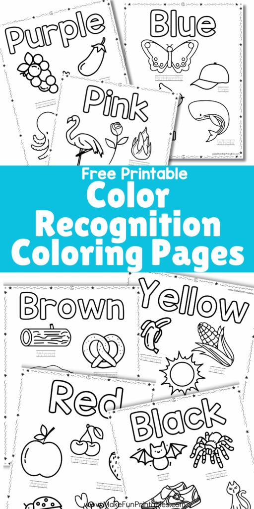 No prep kindergarten color recognition coloring page featuring objects to color and trace for early literacy practice