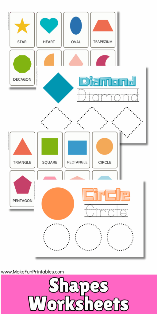 Coloring worksheet with different 2D shapes from the free shapes activities pack