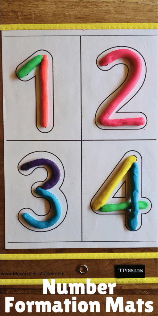 Hands-on preschool math printable with large numbers for tracing, shaping, and sensory play.
