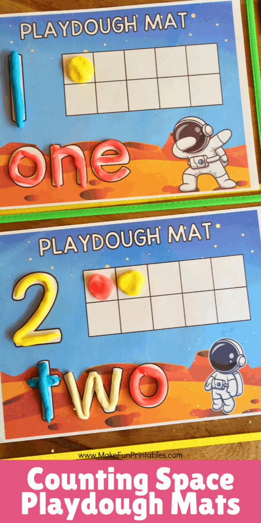 Space themed playdough mats with tens frames for hands on counting fine motor practice and math fun.