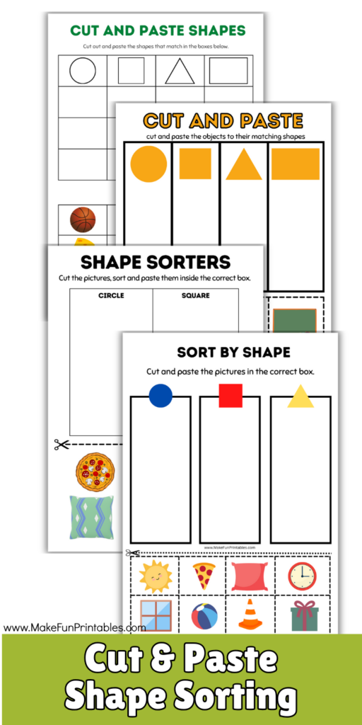Preschool cut and paste shapes worksheet helping kids practice shape matching and fine motor skills