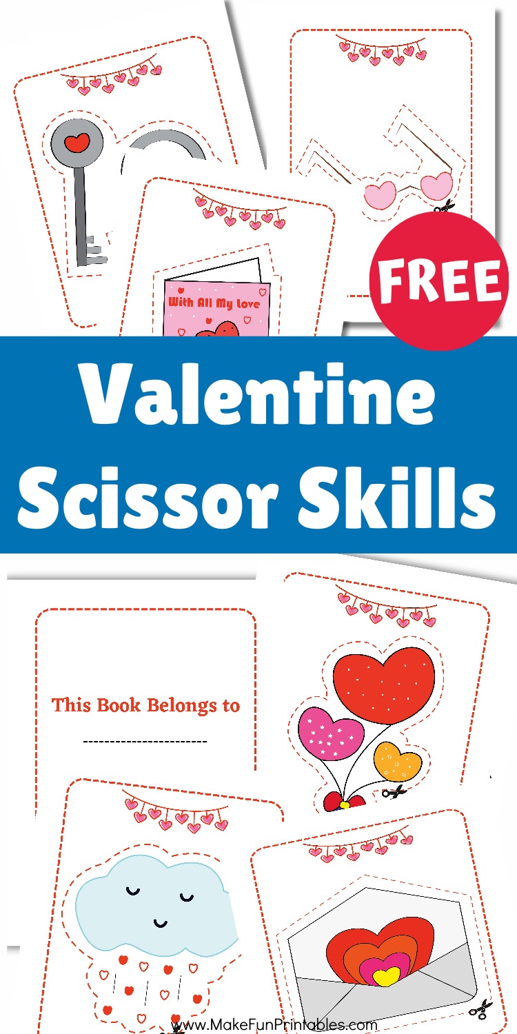 Free printable Valentines cutting and pasting activity designed for preschool kids to build scissor control and creativity