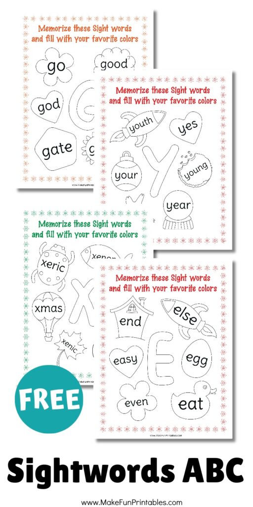 Sight word alphabet coloring page helping preschoolers build early literacy and fine motor skills