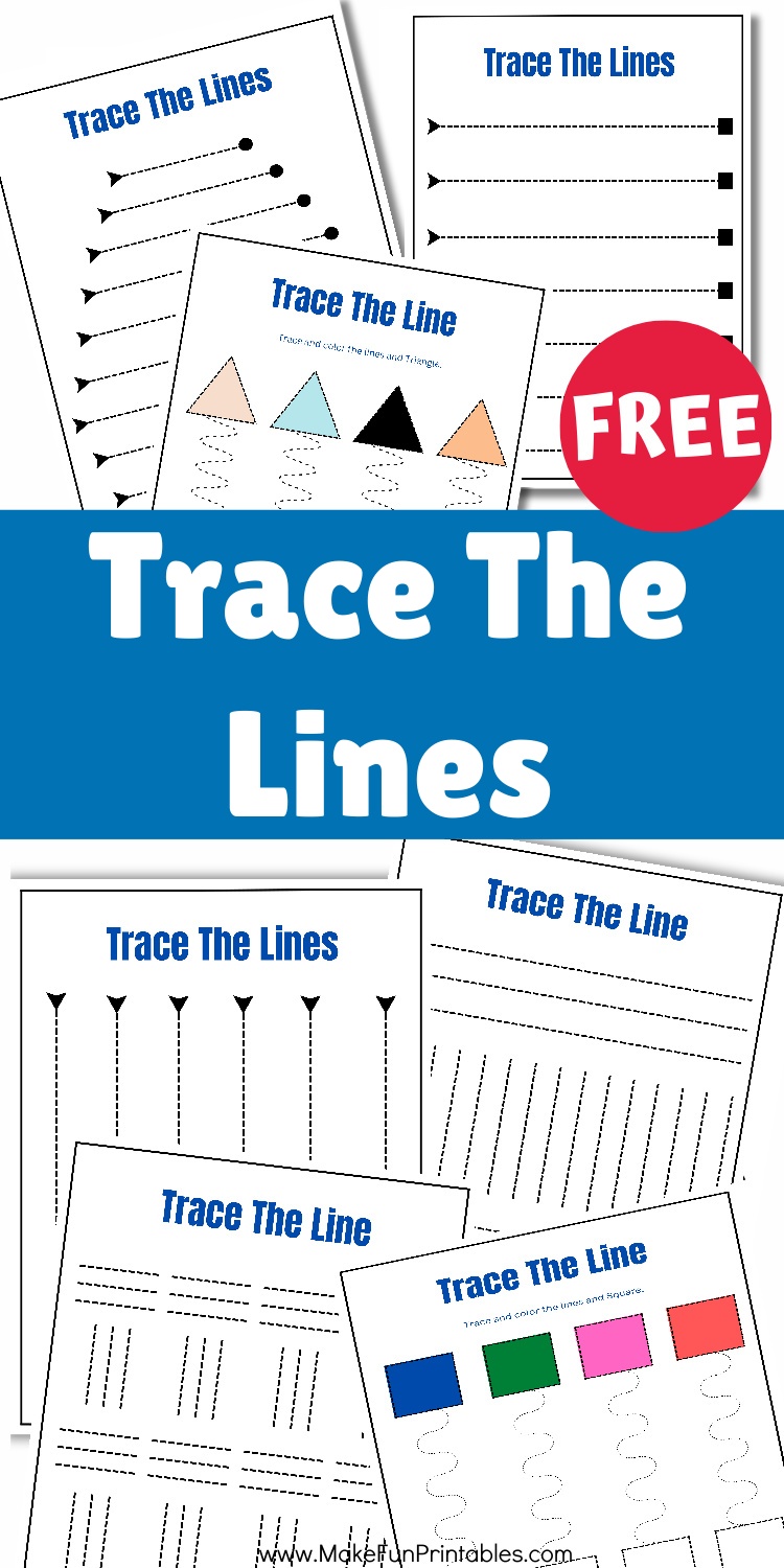 Preschool line tracing worksheet with straight and curved lines for early pencil control