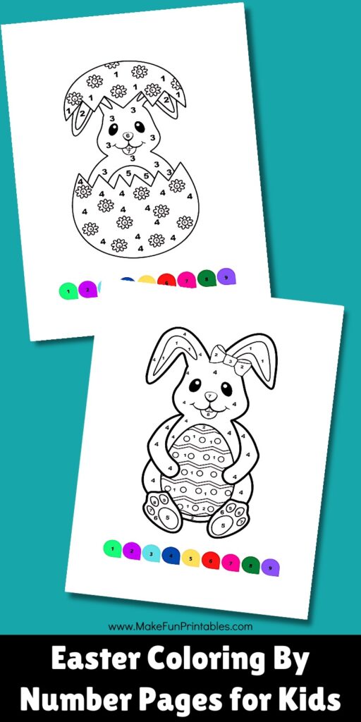 free printable Easter color by number worksheets for preschool fine motor practice