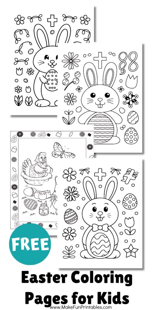 free printable Easter coloring pages for kids simple bunny and egg designs