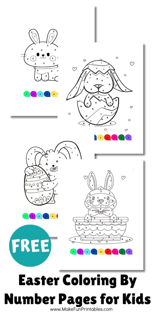 Easter color by number worksheet for preschool number recognition