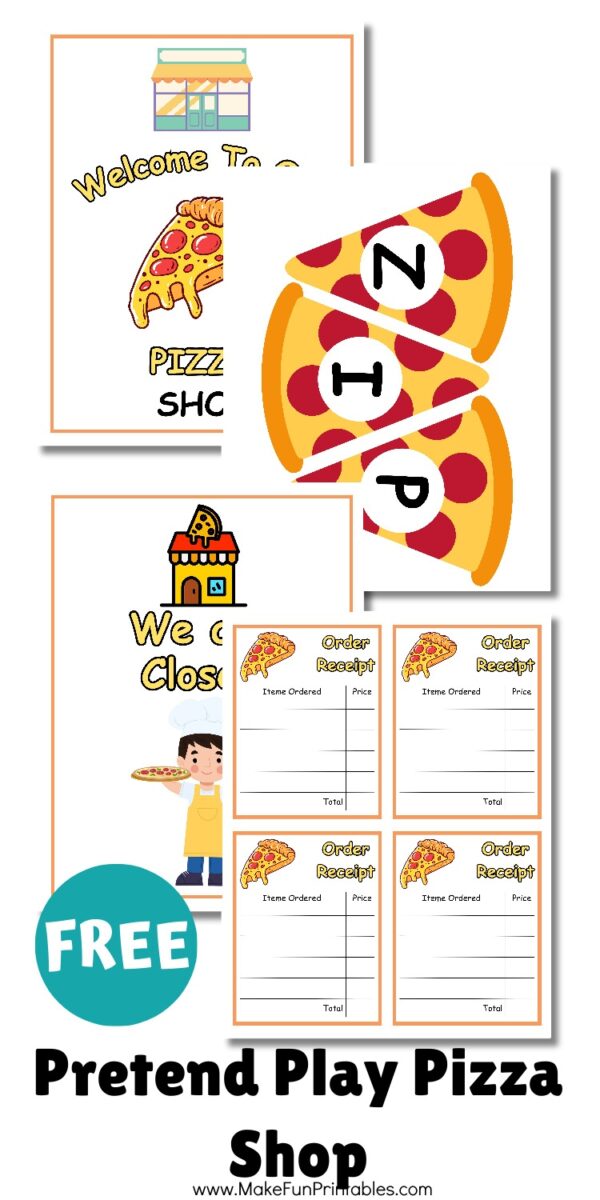 Free Printable Pizza Shop Pretend Play for Preschool - Make Fun Printables