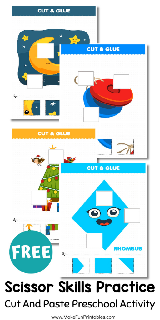 Preschool cut and paste activity printable for fine motor and scissor practice