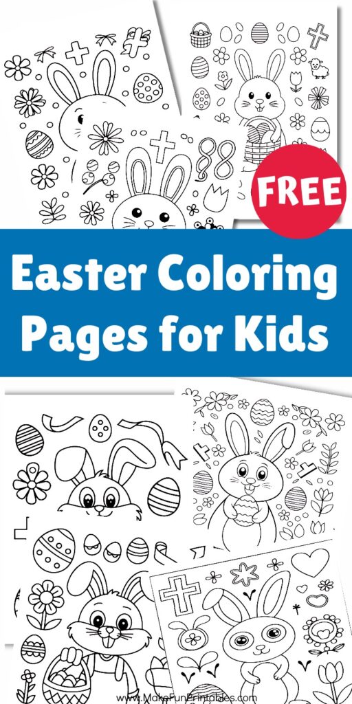 Easter coloring page with bunny and eggs for kids fine motor practice
