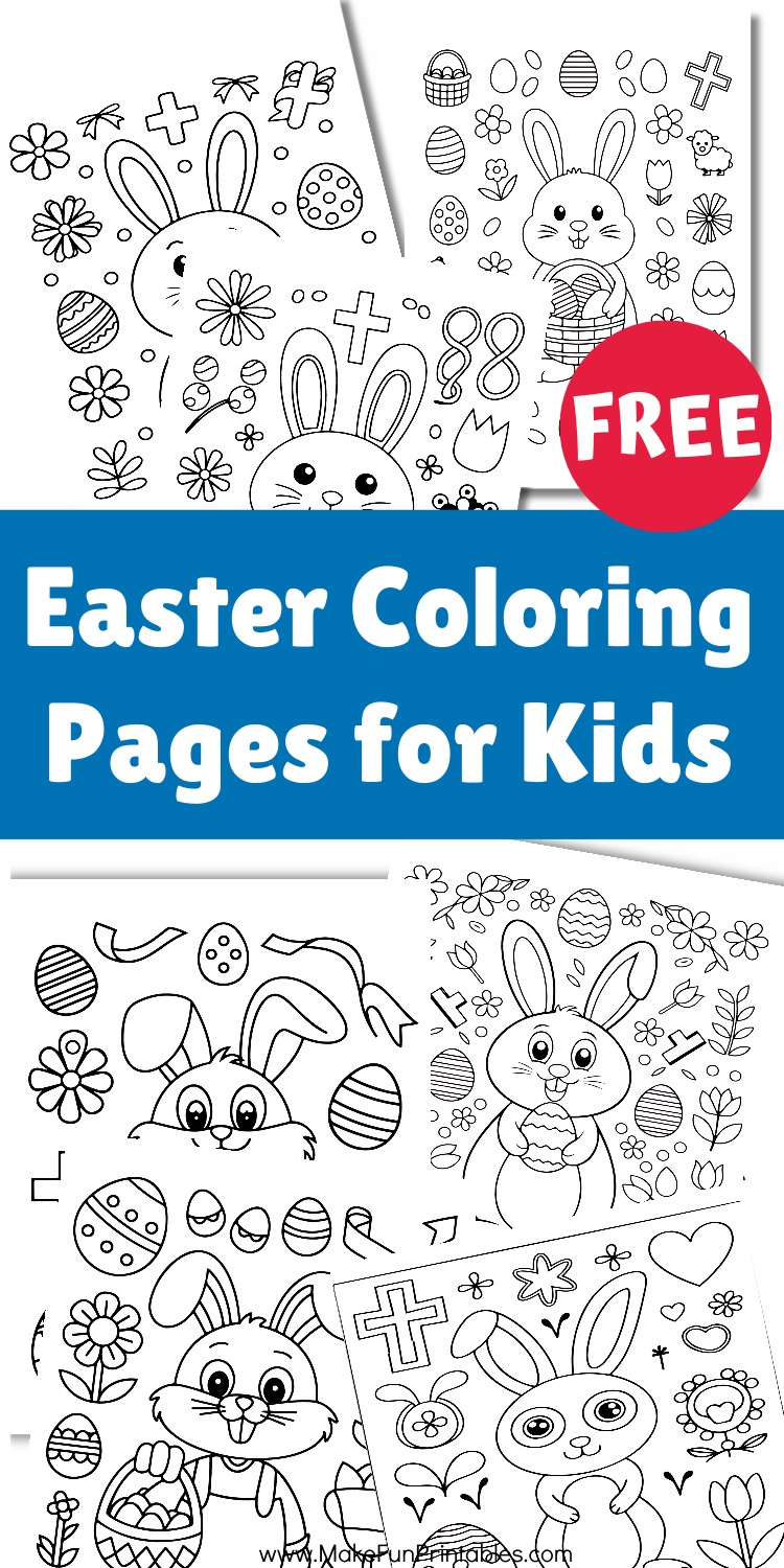 Easter coloring page with bunny and eggs for kids fine motor practice