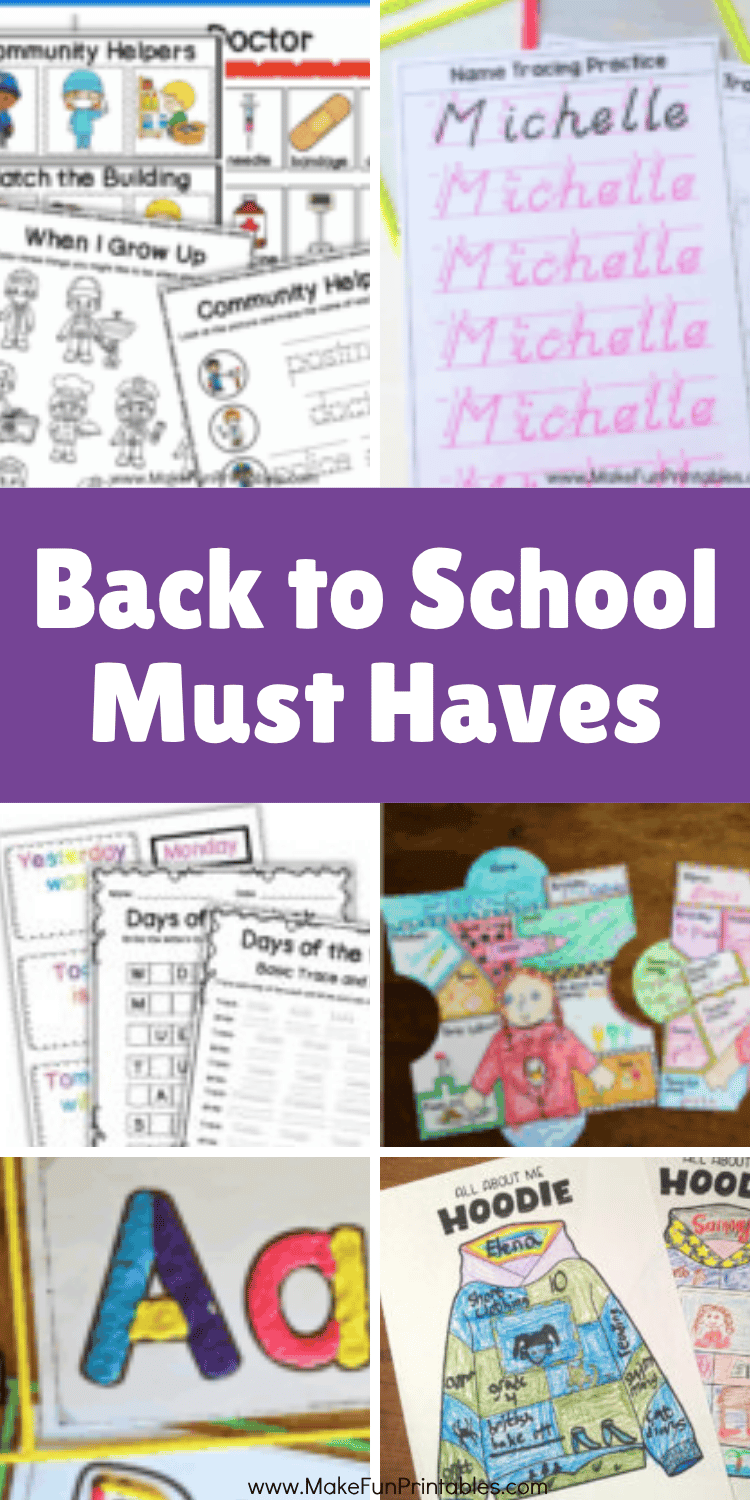 Free Back to School Printables for Preschool and Kindergarten